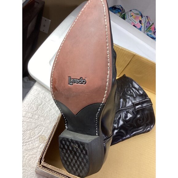 Laredo Cowboy Boots Men’s Black Leather* Sz 11 EW *Hawk*Western Style*Box - Picture 14 of 16